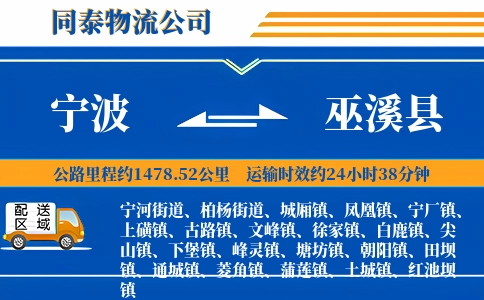 宁波到巫溪县物流公司