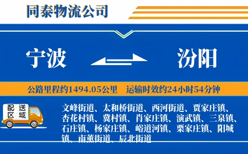 宁波到汾阳物流公司