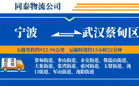 宁波到武汉蔡甸区物流公司