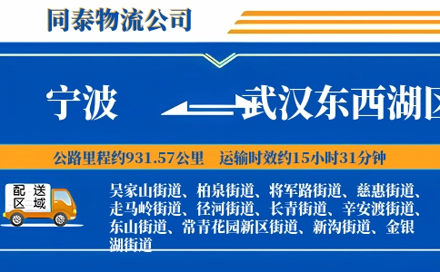 宁波到武汉东西湖区物流公司