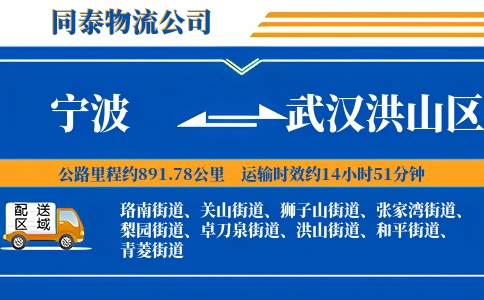 宁波到武汉洪山区物流公司