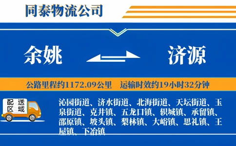 余姚到济源物流公司